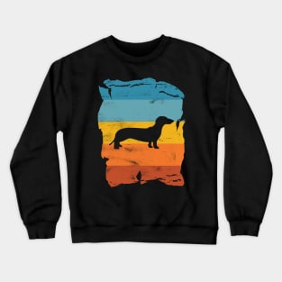 Dachshund Distressed Vintage Retro Silhouette Crewneck Sweatshirt